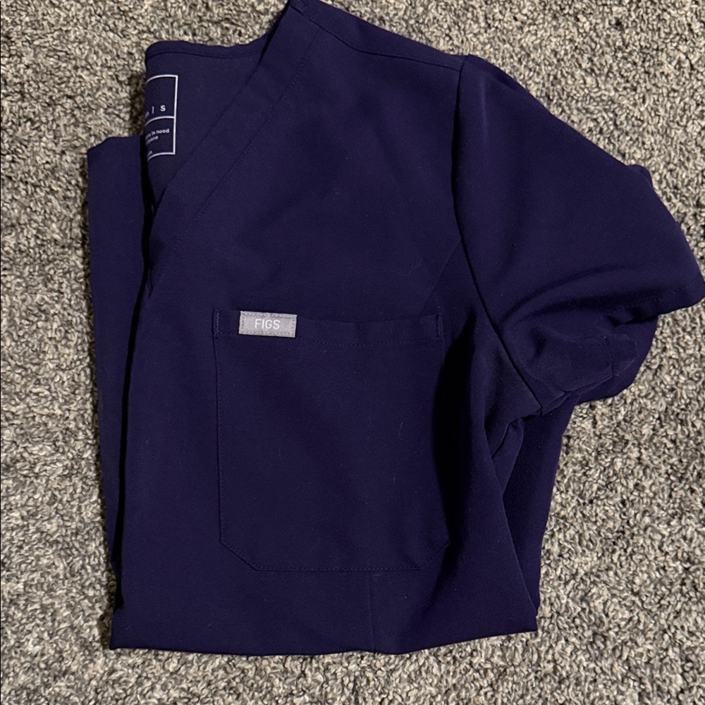 Figs Deep Blue Scrub Top